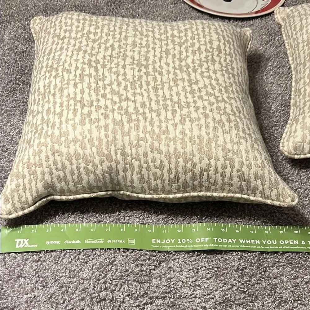 Textured Cream and Tan Throw Pillow